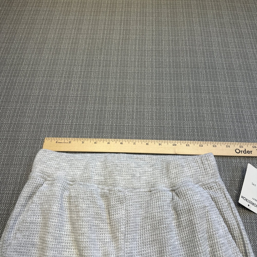 New Yogalicious Waffle Lounge Set XS Gray 2pc Brushed Thermal Top Joggers - Picture 8 of 10